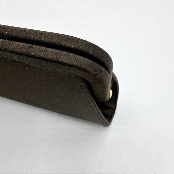 Vintage 1950’s Brown‎ Silky Convertible Evening Clutch Bag Gold Crystal Clasp - Picture 12 of 14